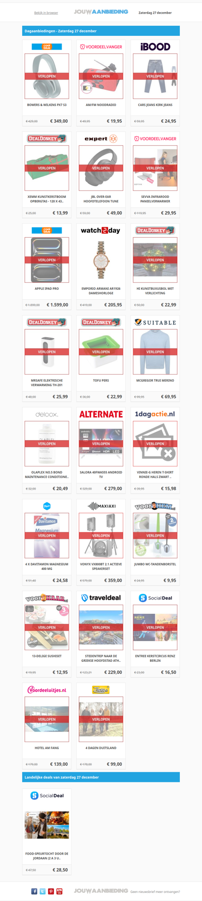 Alle dagaanbiedingen van zaterdag 27 december