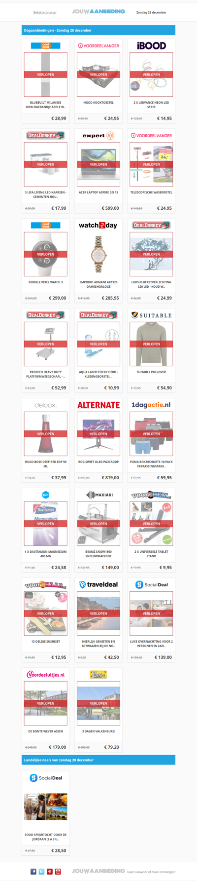 Alle dagaanbiedingen van zondag 28 december