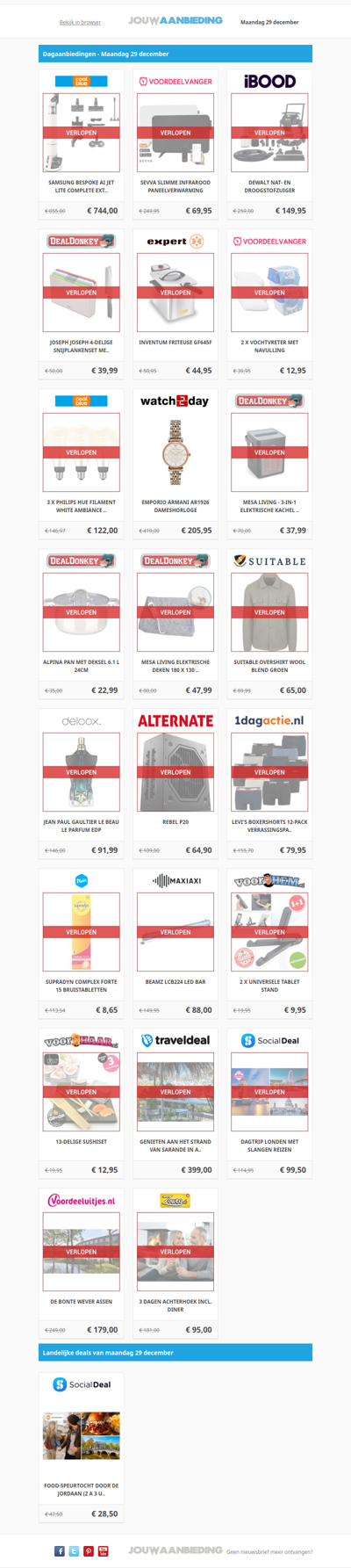 Alle dagaanbiedingen van maandag 29 december