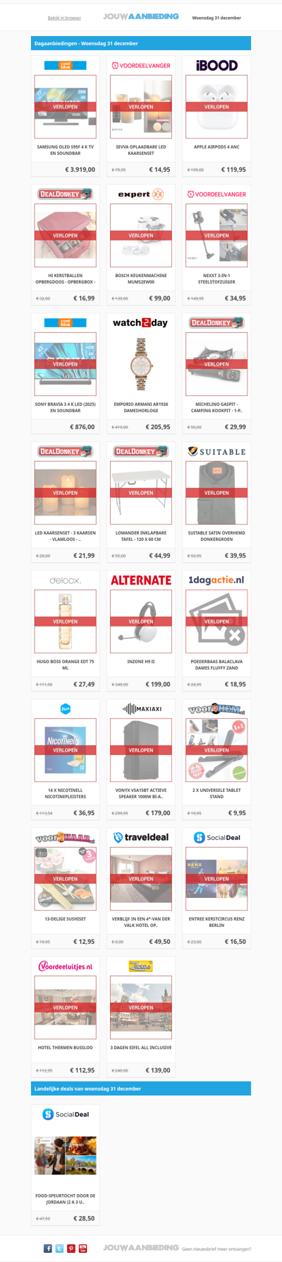 Alle dagaanbiedingen van woensdag 31 december