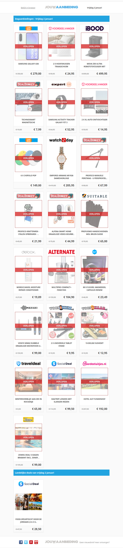 Alle dagaanbiedingen van vrijdag 2 januari