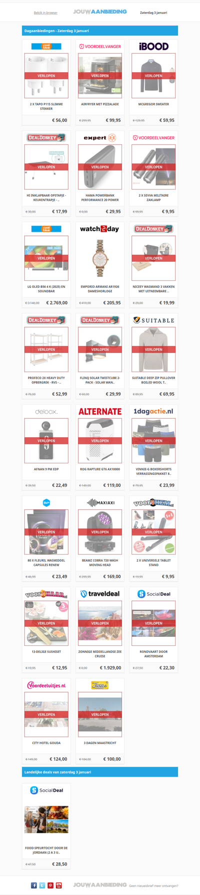 Alle dagaanbiedingen van zaterdag 3 januari