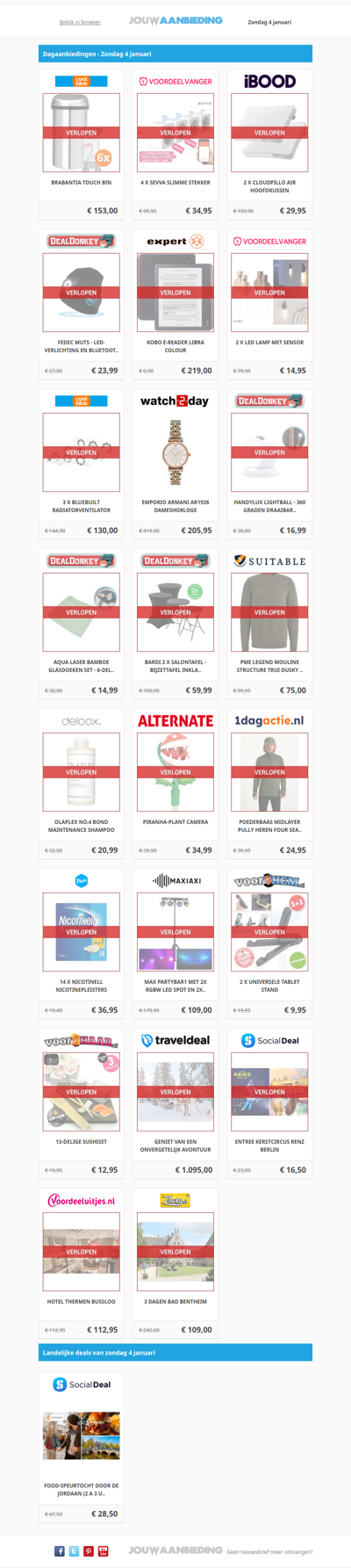 Alle dagaanbiedingen van zondag 4 januari