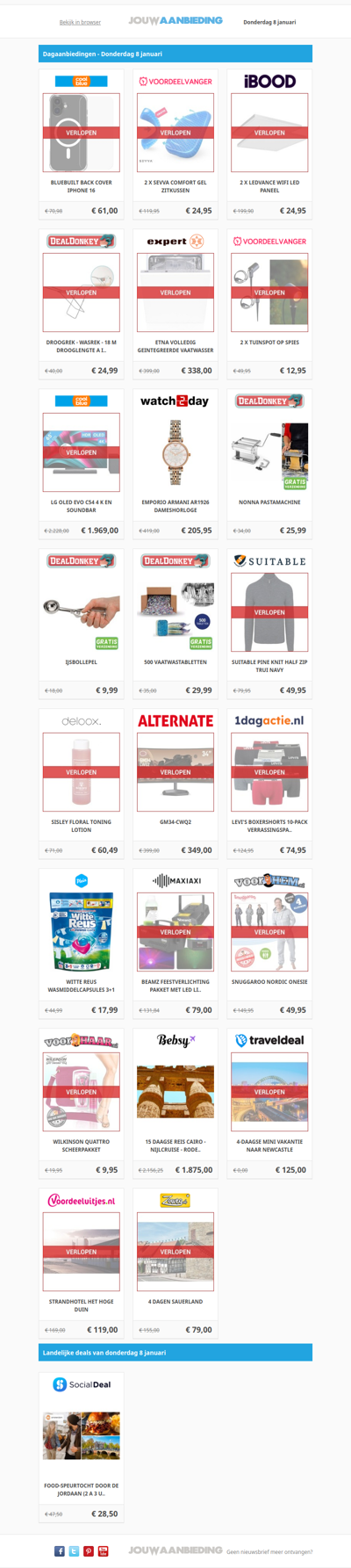 Alle dagaanbiedingen van donderdag 8 januari