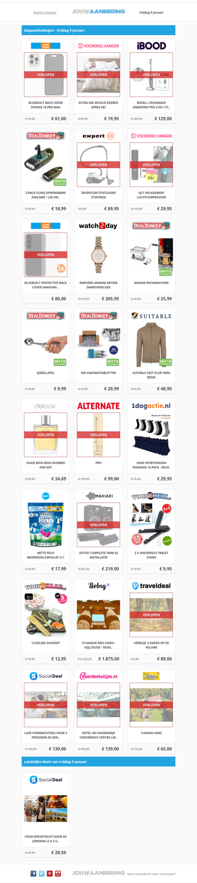 Alle dagaanbiedingen van vrijdag 9 januari