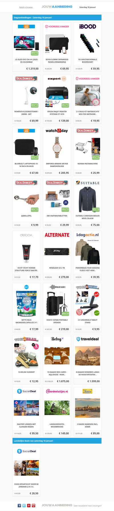 Alle dagaanbiedingen van zaterdag 10 januari