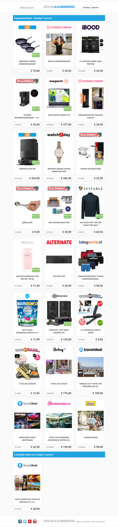 Alle dagaanbiedingen van zondag 11 januari