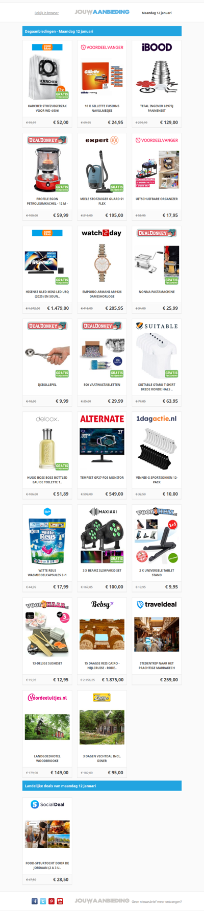 Alle dagaanbiedingen van maandag 12 januari