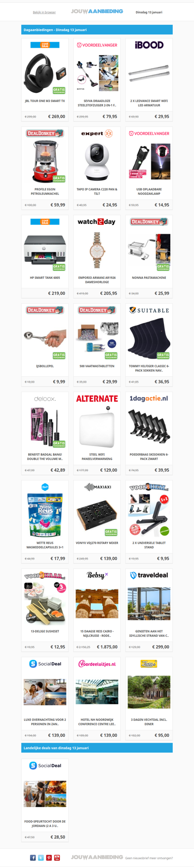 Alle dagaanbiedingen van dinsdag 13 januari