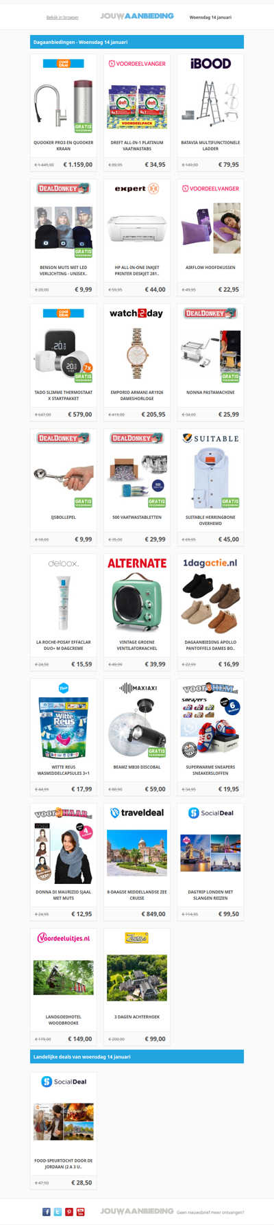 Alle dagaanbiedingen van woensdag 14 januari
