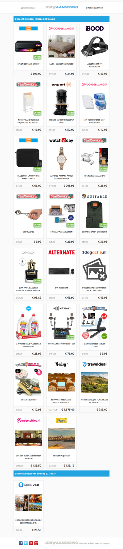 Alle dagaanbiedingen van dinsdag 20 januari