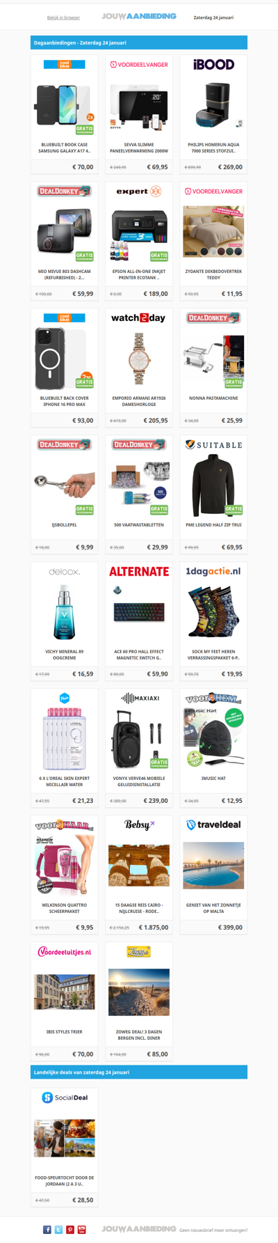 Alle dagaanbiedingen van zaterdag 24 januari