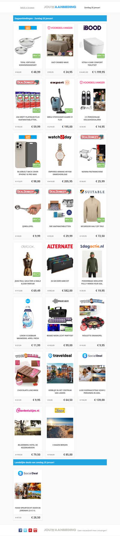 Alle dagaanbiedingen van zondag 25 januari