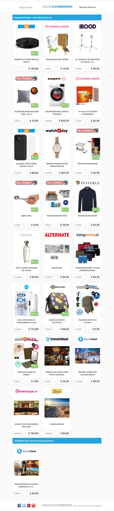 Alle dagaanbiedingen van maandag 26 januari