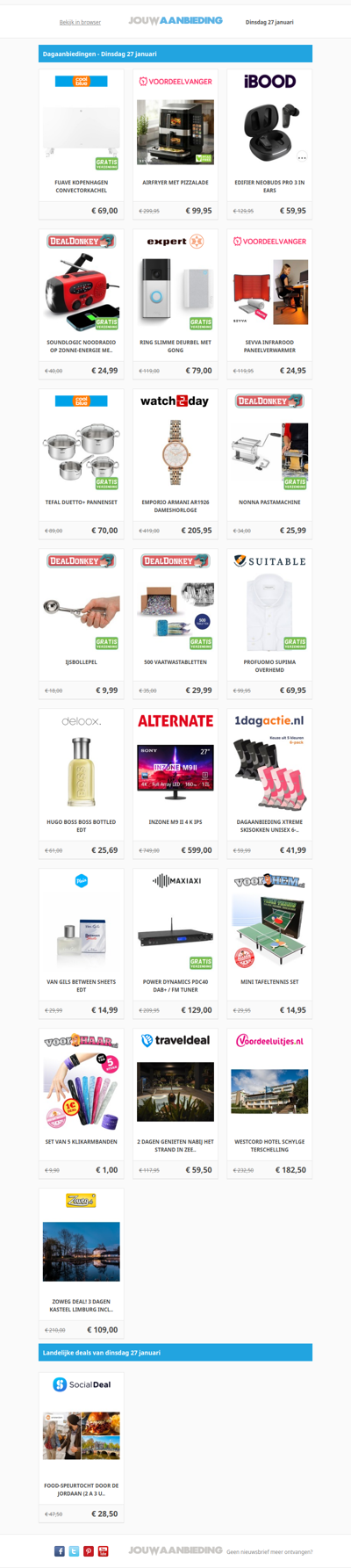 Alle dagaanbiedingen van dinsdag 27 januari