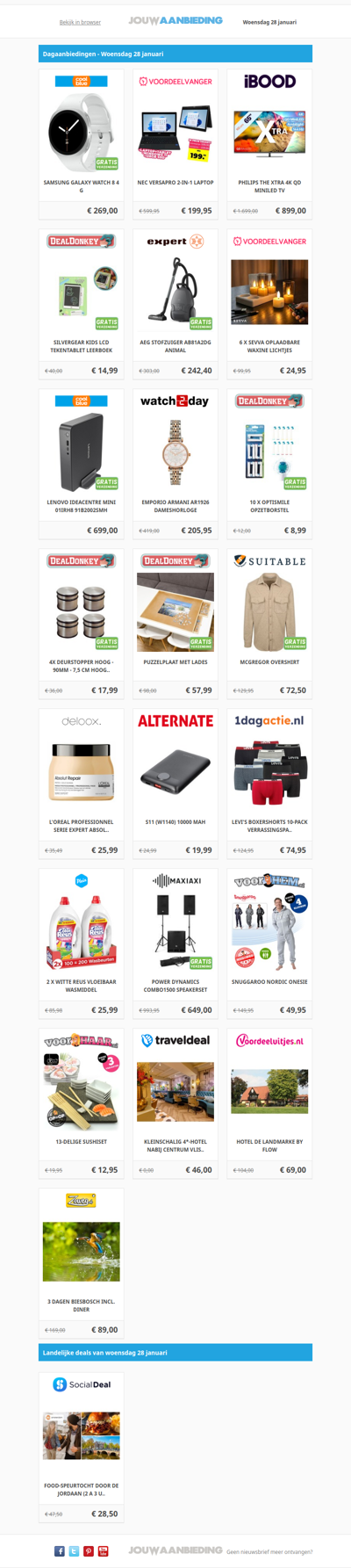 Alle dagaanbiedingen van woensdag 28 januari
