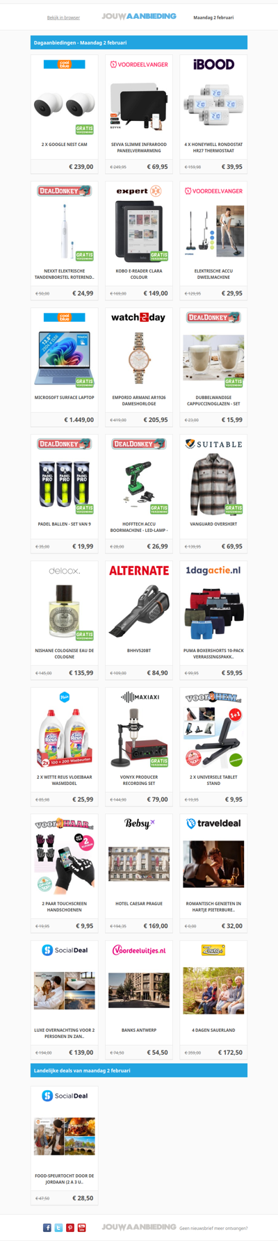 Alle dagaanbiedingen van maandag 2 februari