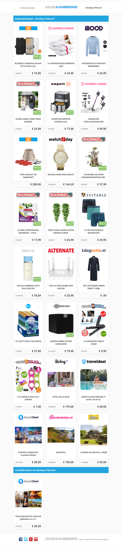 Alle dagaanbiedingen van dinsdag 3 februari