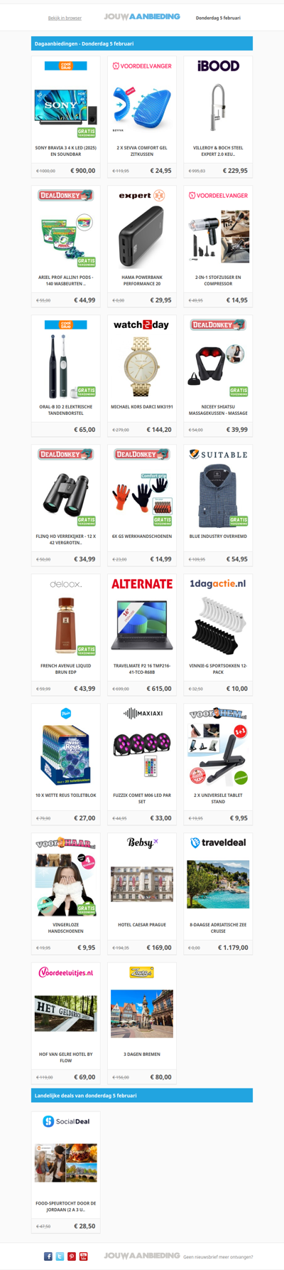 Alle dagaanbiedingen van donderdag 5 februari