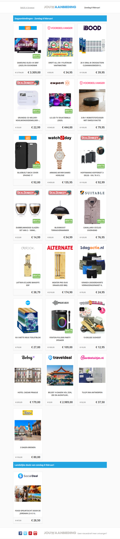 Alle dagaanbiedingen van zondag 8 februari