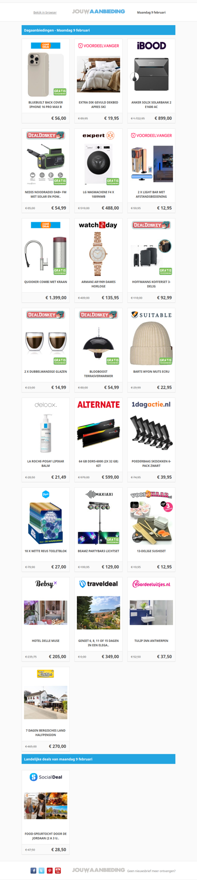 Alle dagaanbiedingen van maandag 9 februari