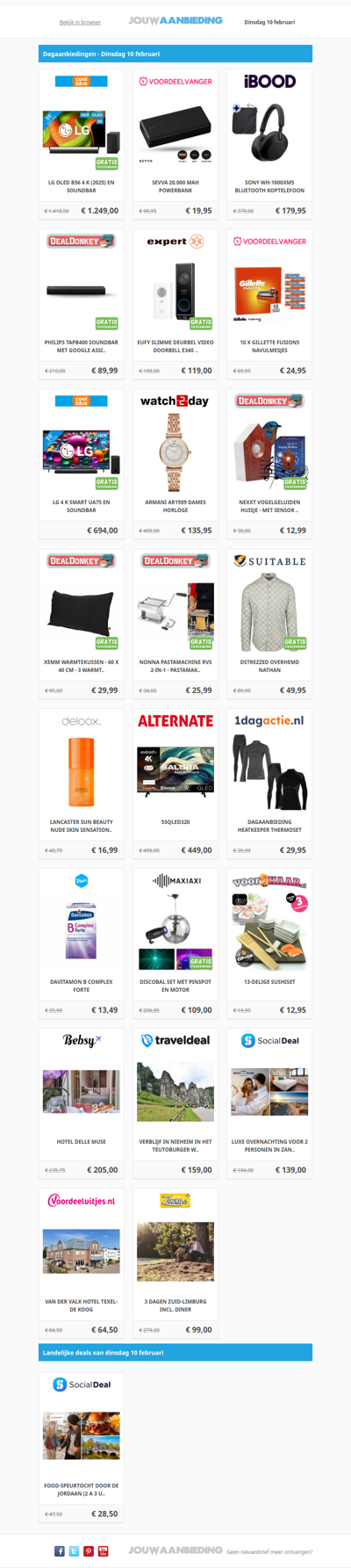 Alle dagaanbiedingen van dinsdag 10 februari