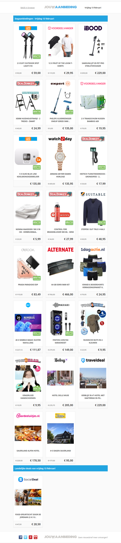 Alle dagaanbiedingen van vrijdag 13 februari