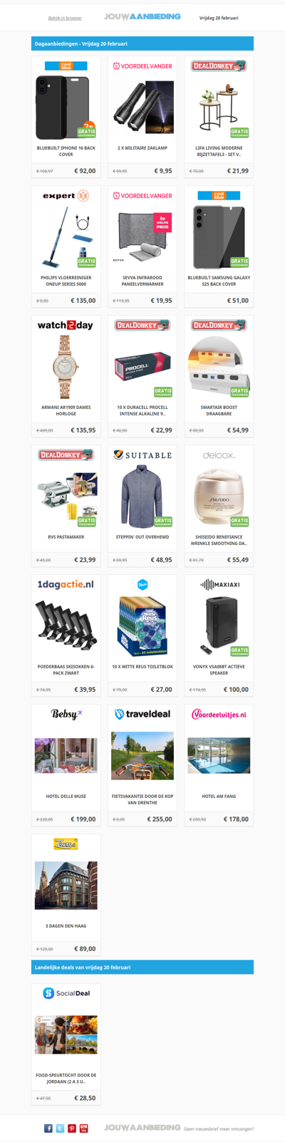 Alle dagaanbiedingen van vrijdag 20 februari