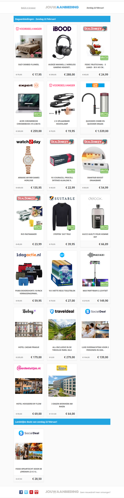 Alle dagaanbiedingen van zondag 22 februari