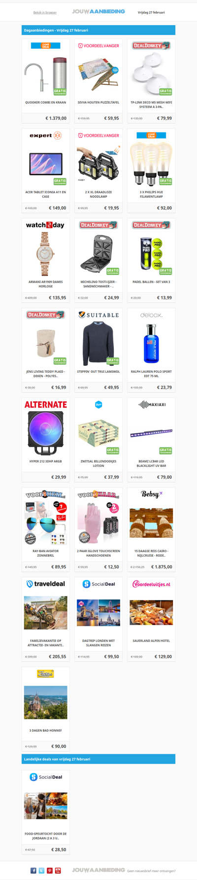 Alle dagaanbiedingen van vrijdag 27 februari