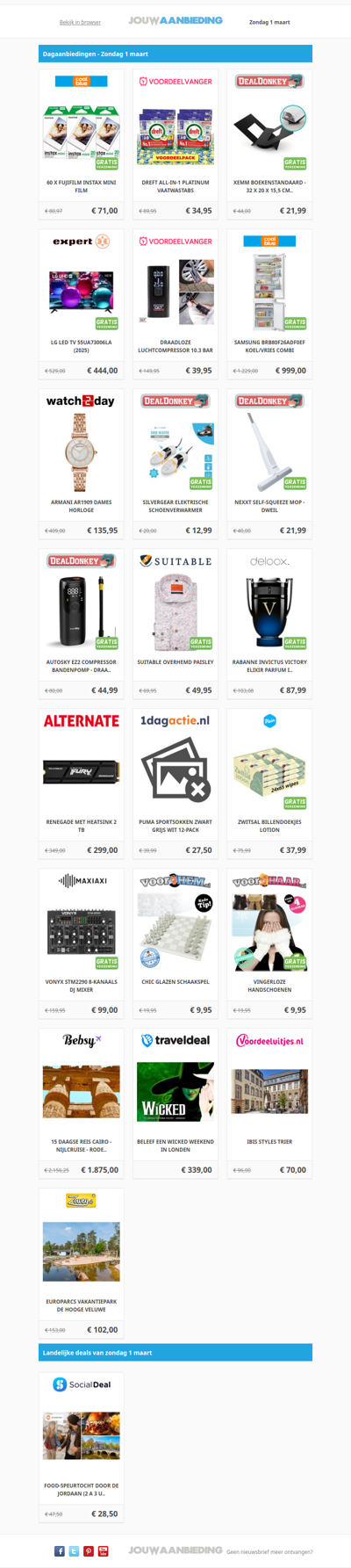 Alle dagaanbiedingen van zondag 1 maart