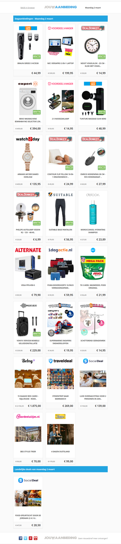 Alle dagaanbiedingen van maandag 2 maart