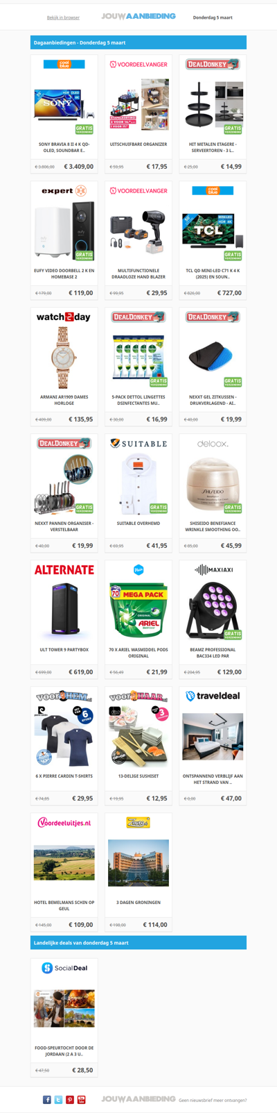 Alle dagaanbiedingen van donderdag 5 maart