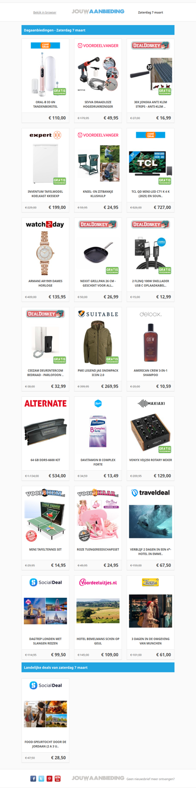 Alle dagaanbiedingen van zaterdag 7 maart