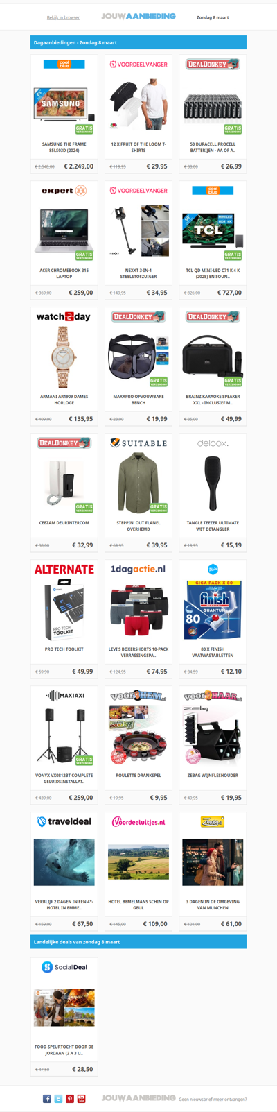 Alle dagaanbiedingen van zondag 8 maart