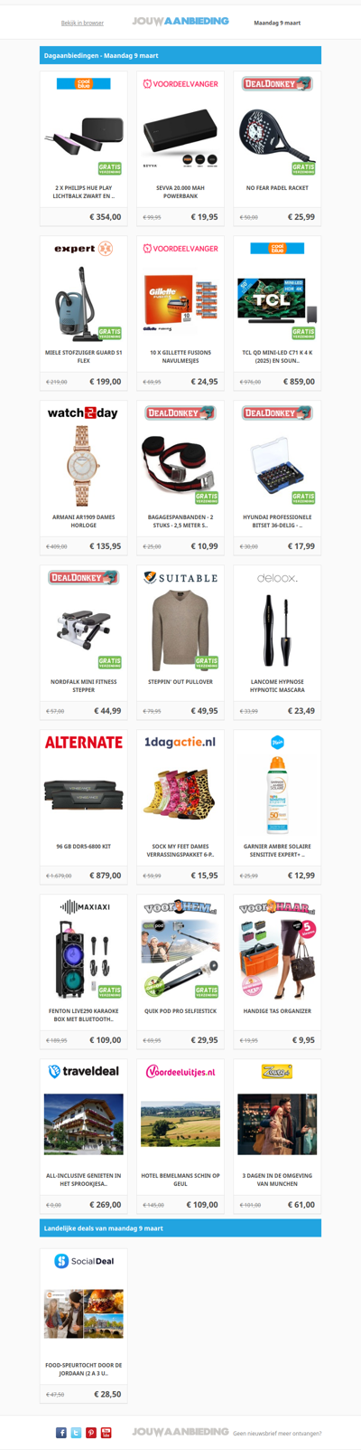 Alle dagaanbiedingen van maandag 9 maart