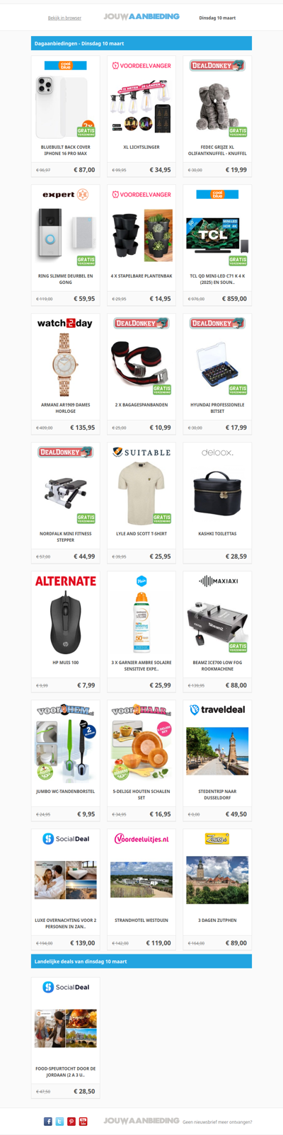 Alle dagaanbiedingen van dinsdag 10 maart