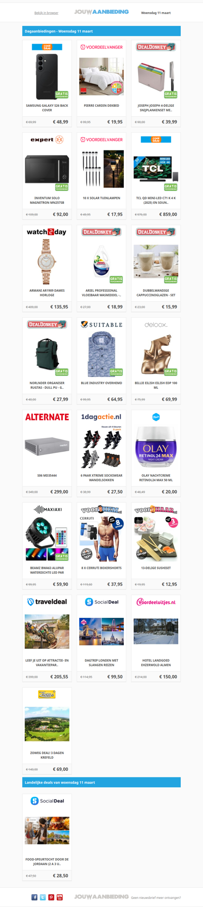 Alle dagaanbiedingen van woensdag 11 maart