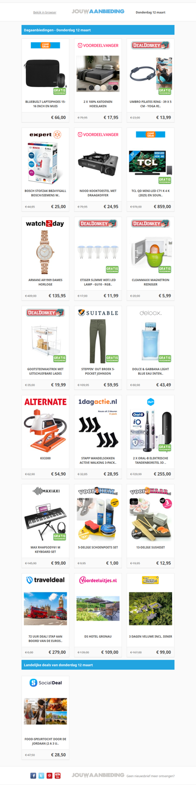 Alle dagaanbiedingen van donderdag 12 maart