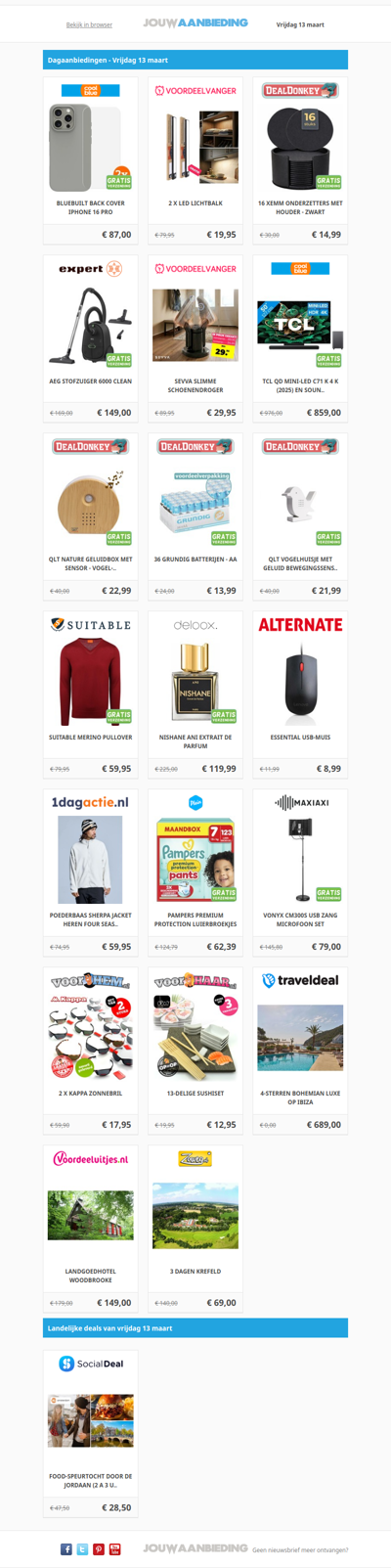 Alle dagaanbiedingen van vrijdag 13 maart