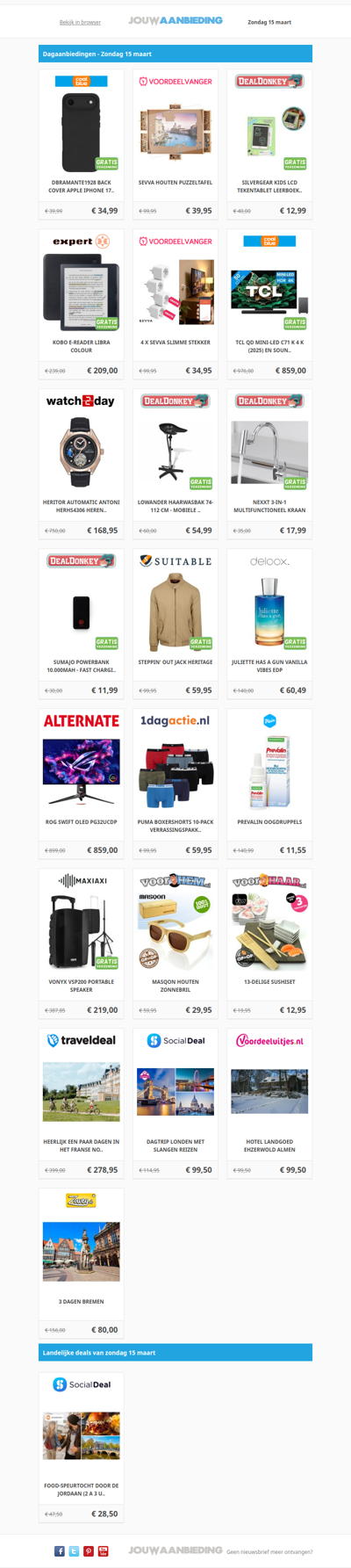 Alle dagaanbiedingen van zondag 15 maart