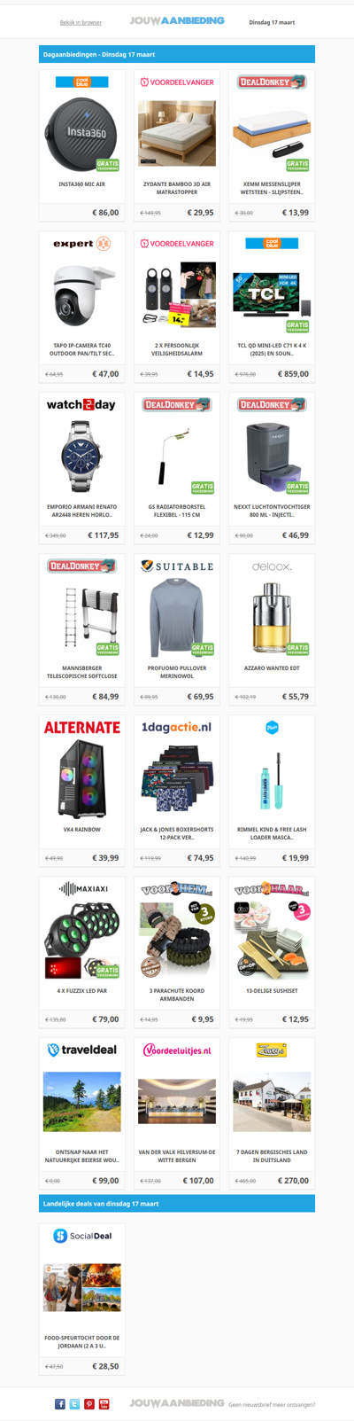 Alle dagaanbiedingen van dinsdag 17 maart