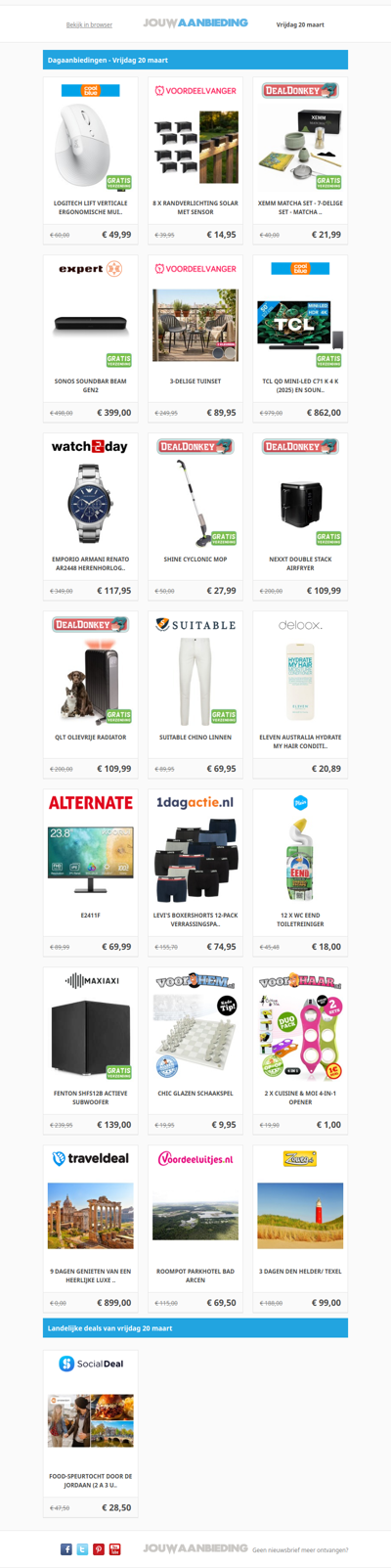 Alle dagaanbiedingen van vrijdag 20 maart