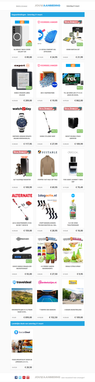 Alle dagaanbiedingen van zaterdag 21 maart