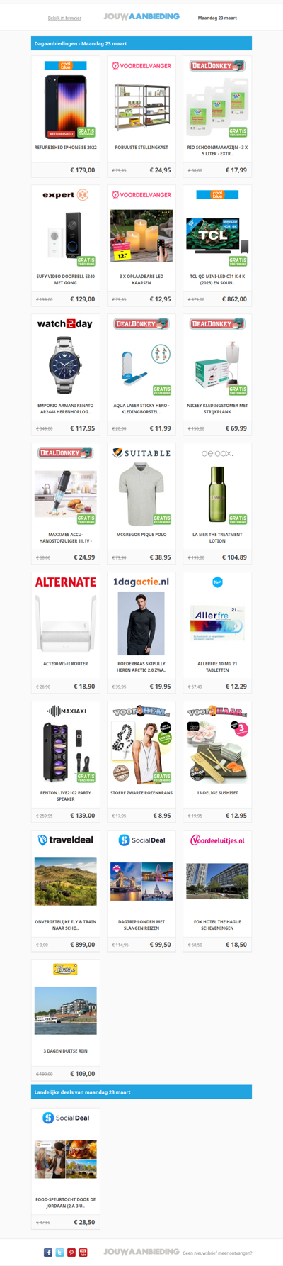 Alle dagaanbiedingen van maandag 23 maart