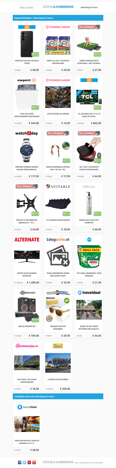 Alle dagaanbiedingen van woensdag 25 maart