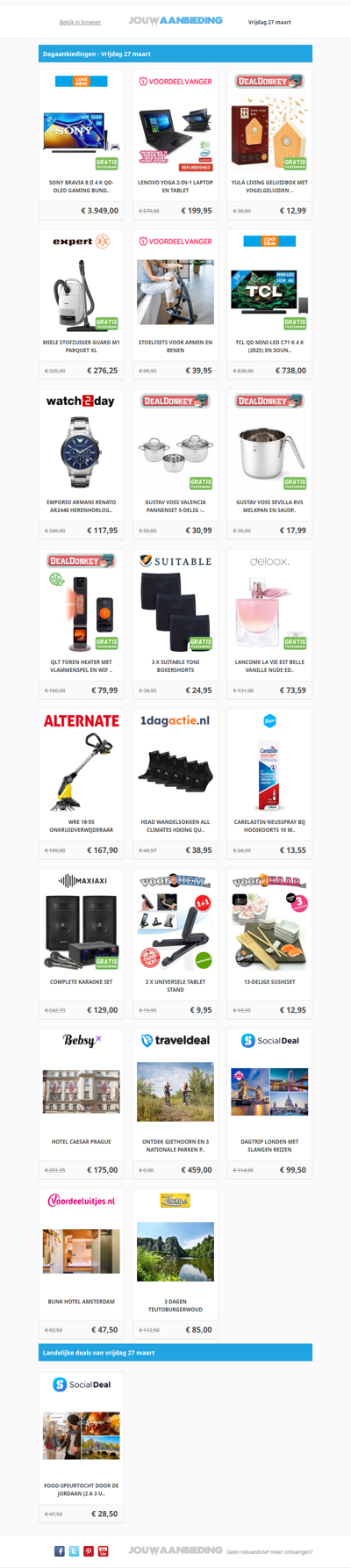 Alle dagaanbiedingen van vrijdag 27 maart