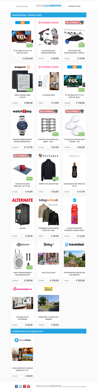 Alle dagaanbiedingen van zondag 29 maart