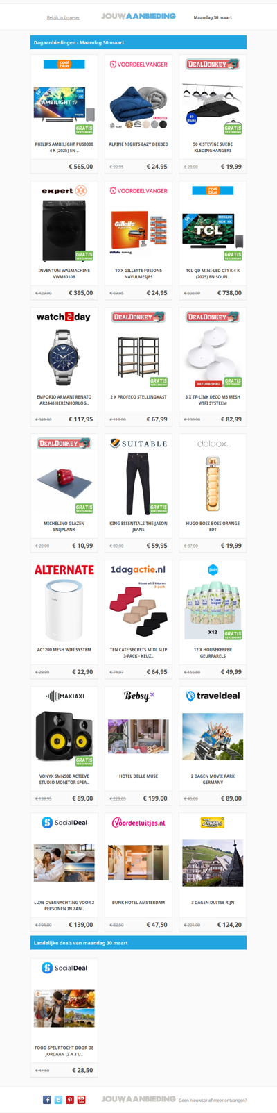 Alle dagaanbiedingen van maandag 30 maart