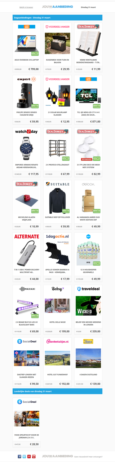 Alle dagaanbiedingen van dinsdag 31 maart